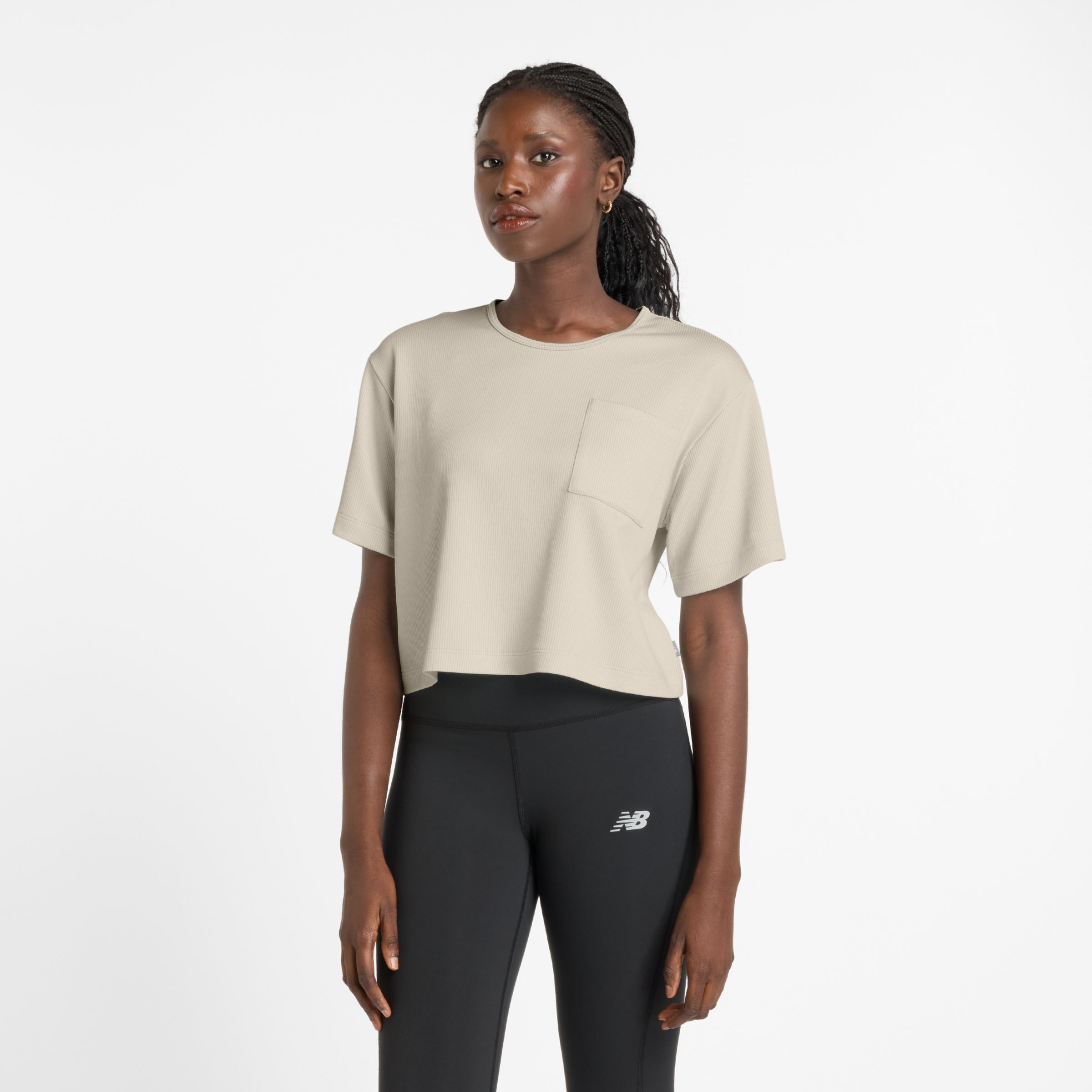

New Balance Women's Novelty Rib T-Shirt Brown - Brown