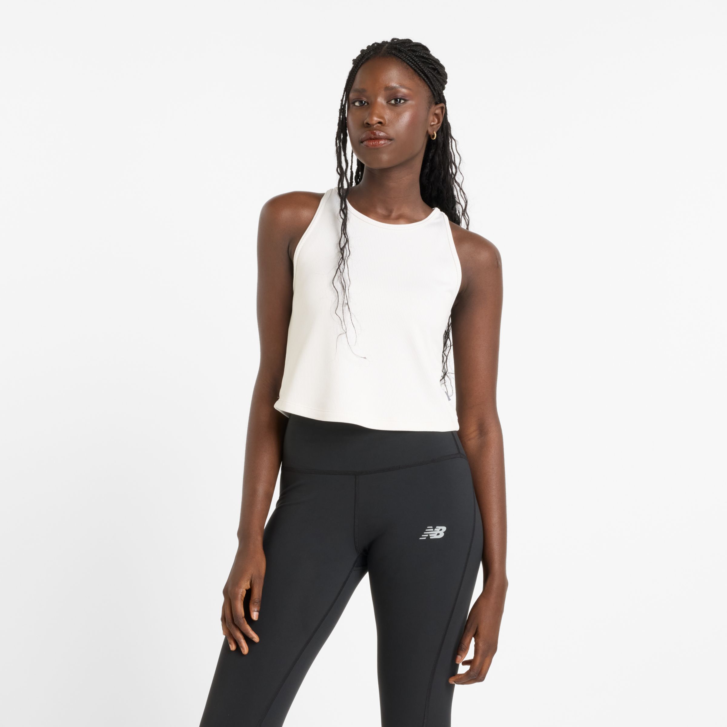 New Balance Women's Novelty Rib Tank in Brown Poly Knit, size Medium