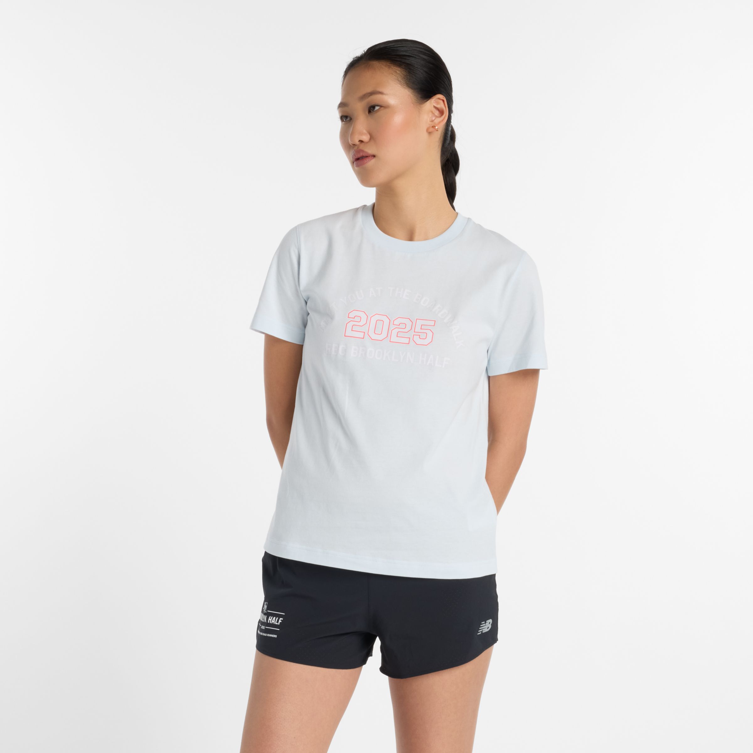 

New Balance Women's RBC Brooklyn Half Graphic T-Shirt Blue - Blue