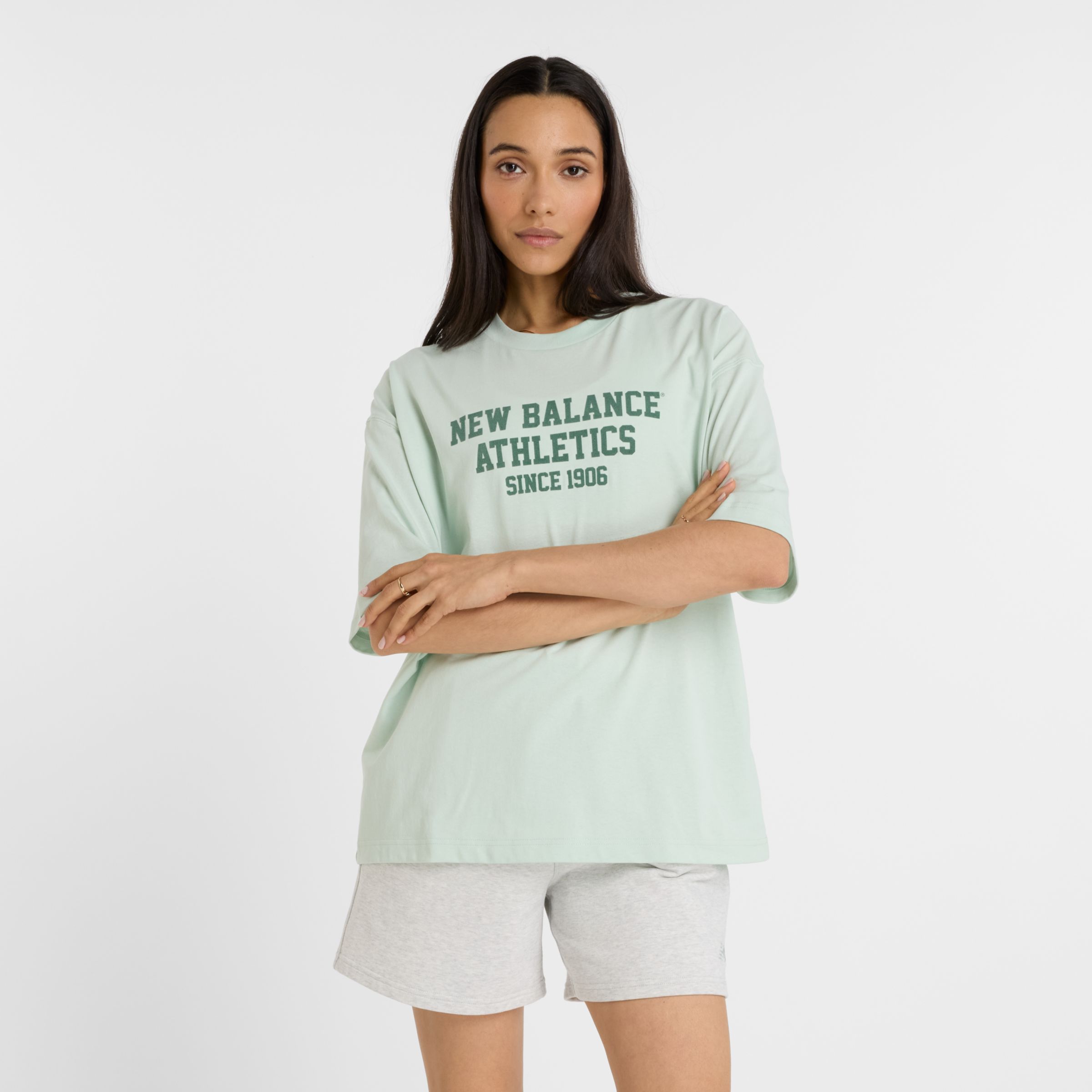 New Balance Donna Athletics Varsity Oversized T-Shirt, Cotone, Taglia XS