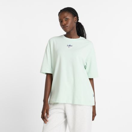 Athletics Flower Oversized 圓領上衣, 黑, WT51927CYS