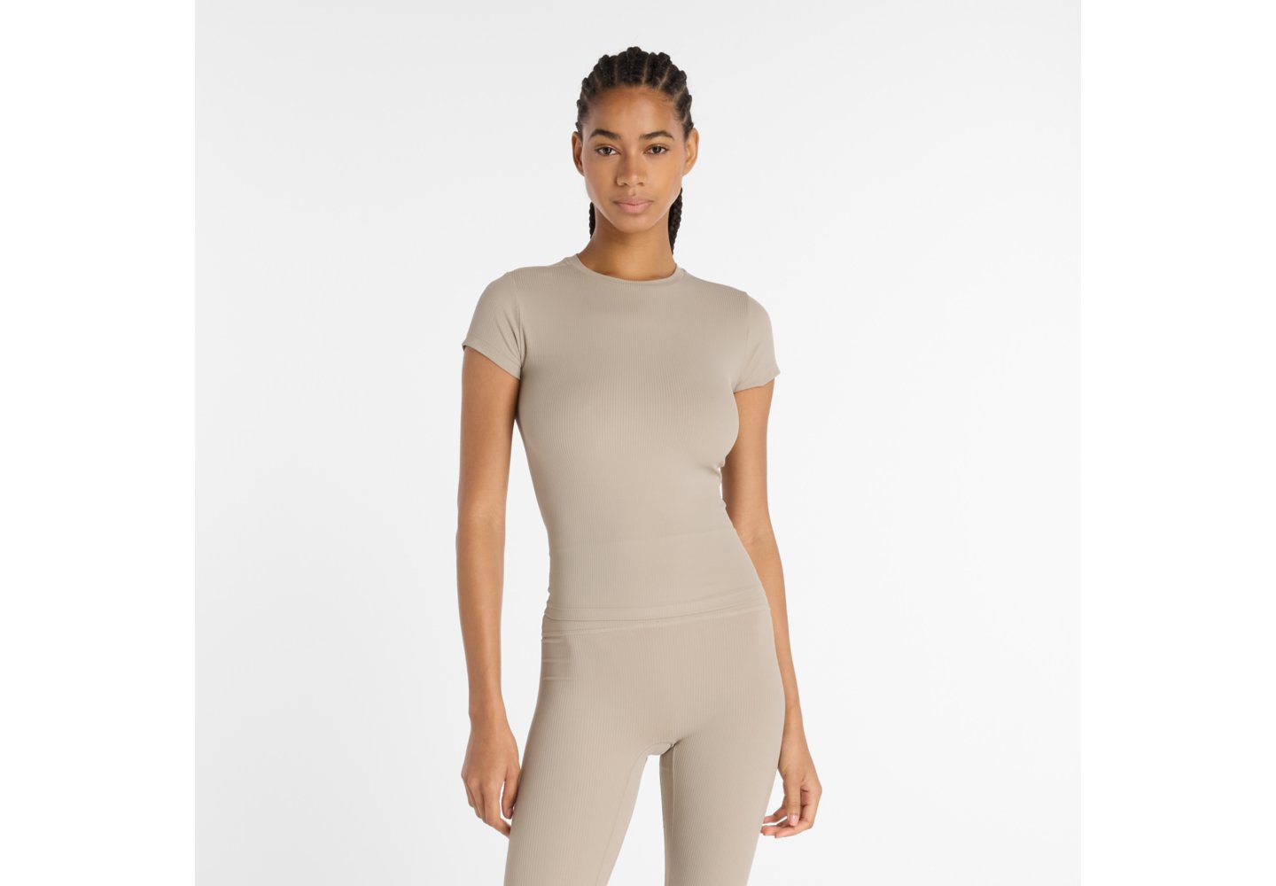 New Balance Ribbed Fitted T-Shirt in Arid Stone — photo 1 of 1