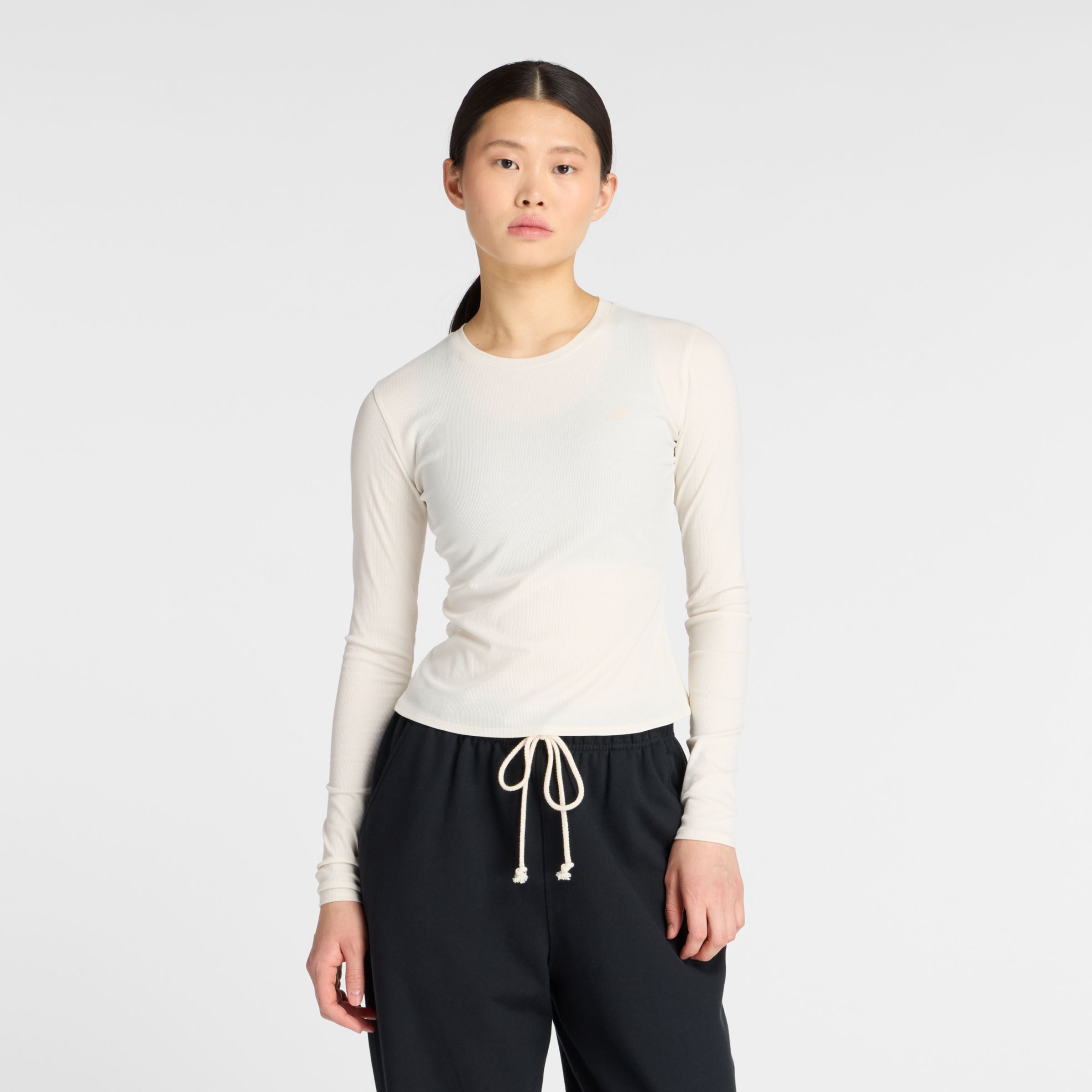 New Balance Women's Micro-rib Long Sleeve Shirt In White