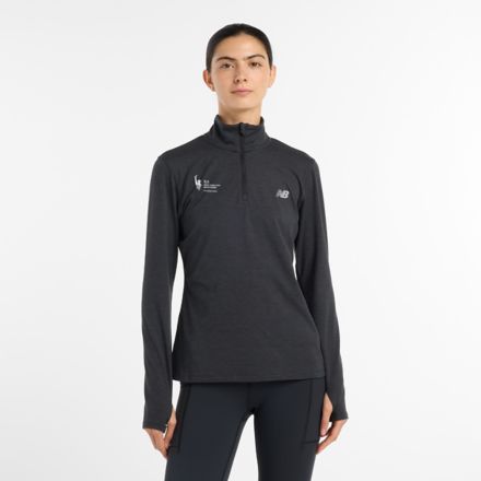 NYC Marathon Finisher 1/4 Zip, BLACK HEATHER, WT53150MBKH