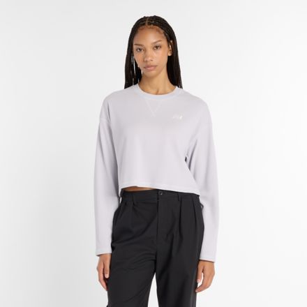 華夫格長袖上衣, 珍珠灰, WT53529PEG