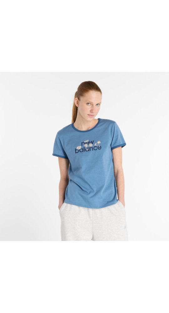 New Balance Flower Ringer T-Shirt in Shoreline Blue
