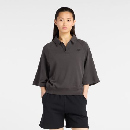 Coastal Fleece 寬鬆版 Polo 衫, 褪色黑, WT611044ABR