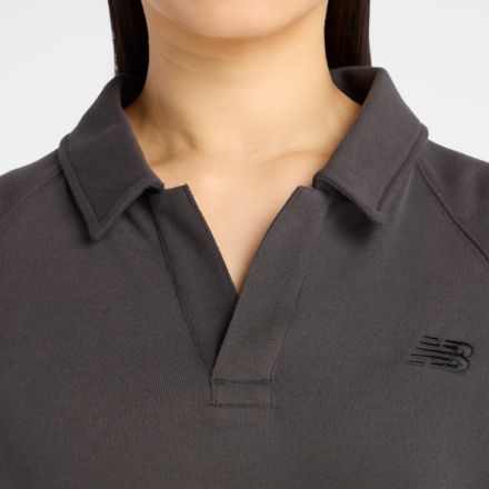 Coastal Fleece 寬鬆版 Polo 衫, 褪色黑, WT611044ABR