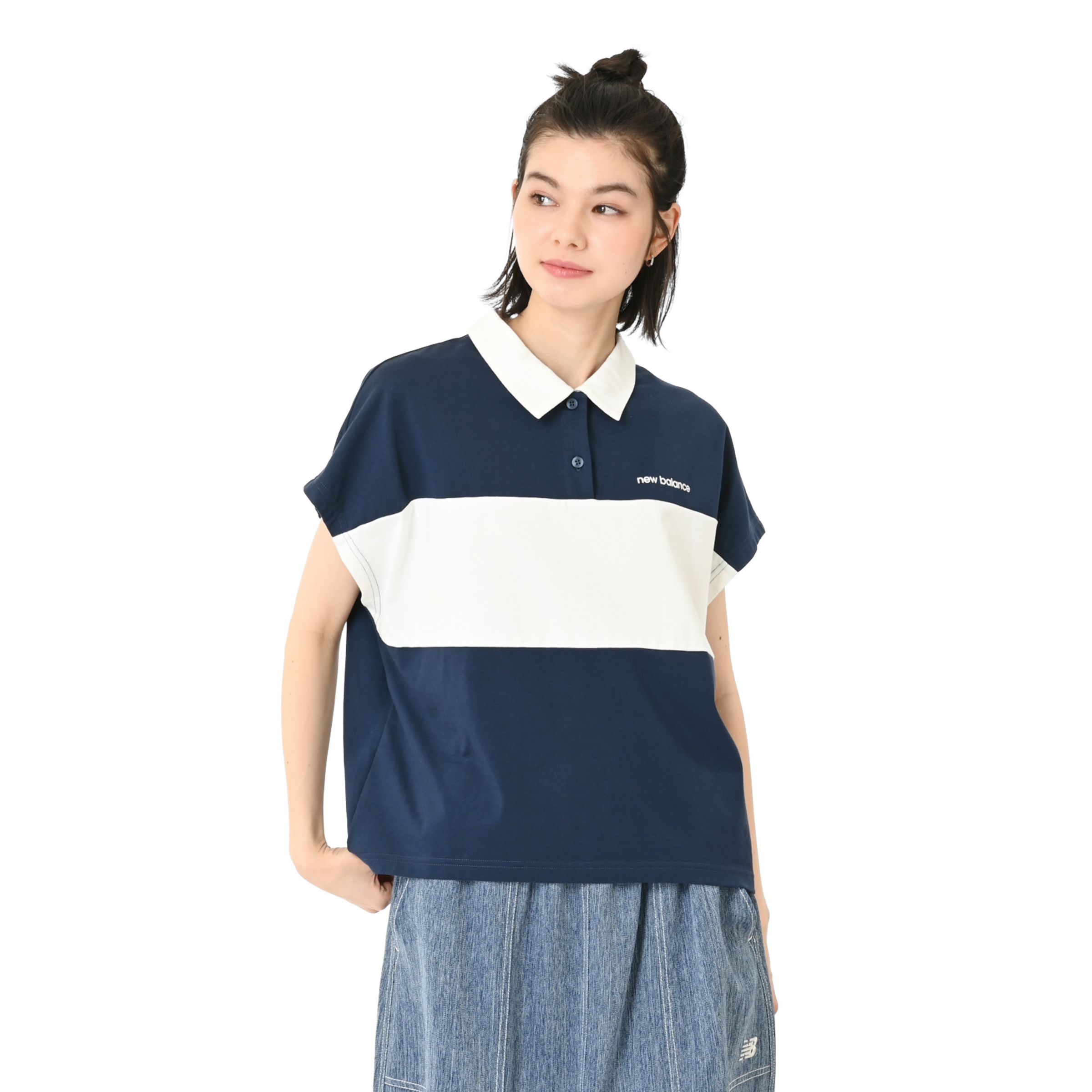 カラーブロッキングポロシャツ