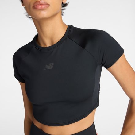 ファストデイズフィットクロップTシャツ, BLACK with Black Reflective, WT619942BK