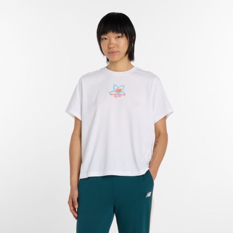 Женская футболка New Balance Boston City Run Relaxed, цвет: Белый