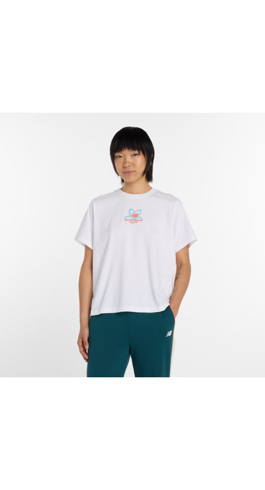 New Balance Boston City Run Relaxed T-Shirt in White