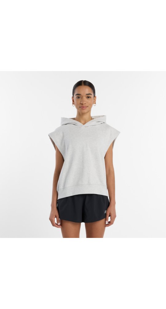 New Balance Embossed Sleeveless Hoodie in Ash Heather