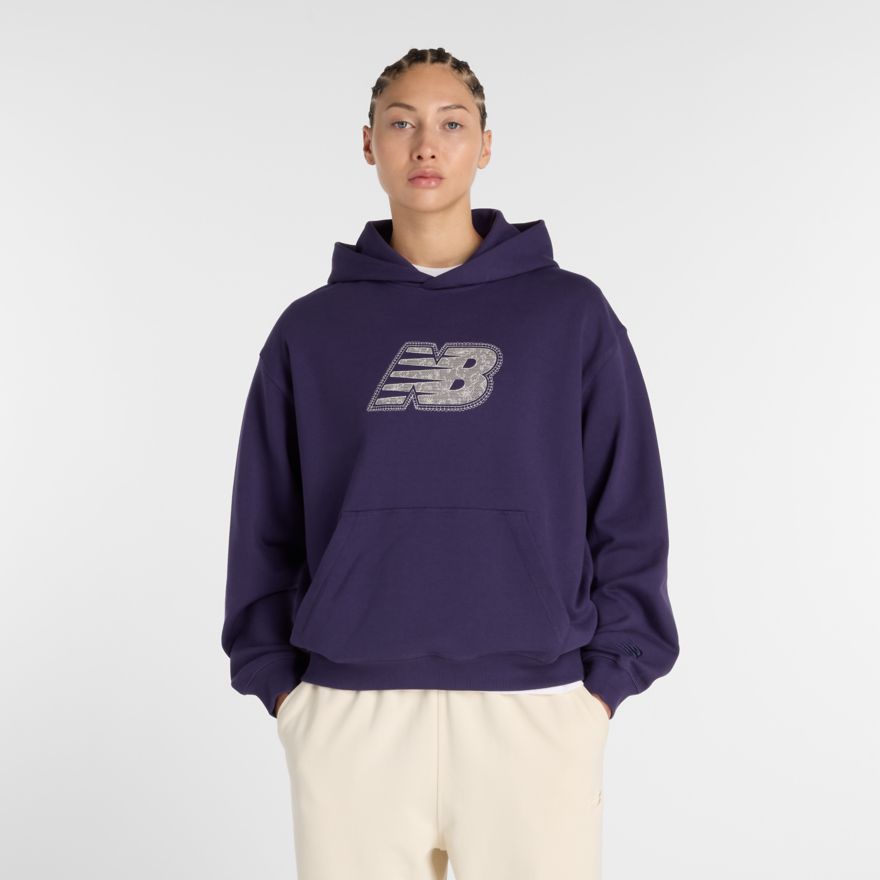 New Balance Women's Soft & Cozy French Terry Fabric Lace Hoodie (Boysenberry)