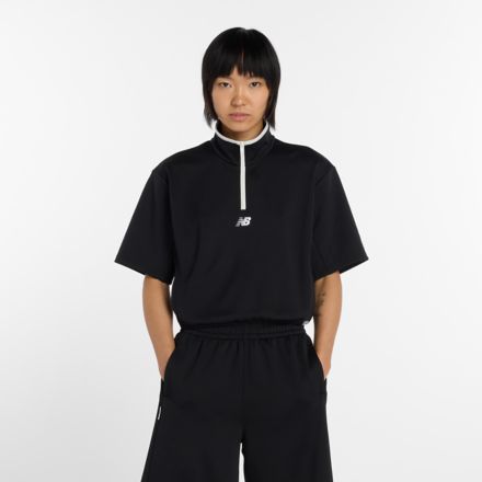 ニットショートスリーブハーフジップ, BLACK, WT61J445BK