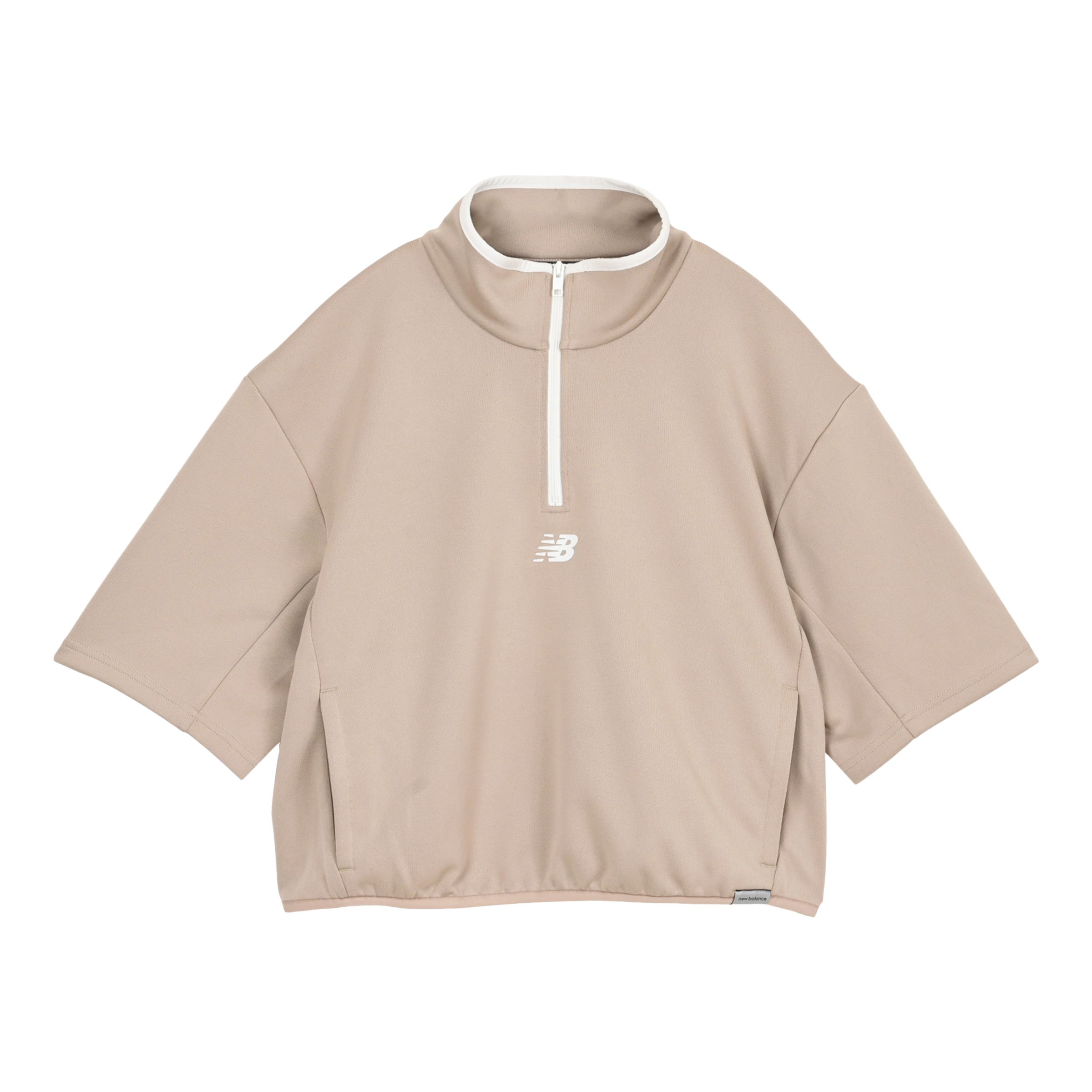 ニットショートスリーブハーフジップ