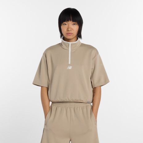 ニットショートスリーブハーフジップ