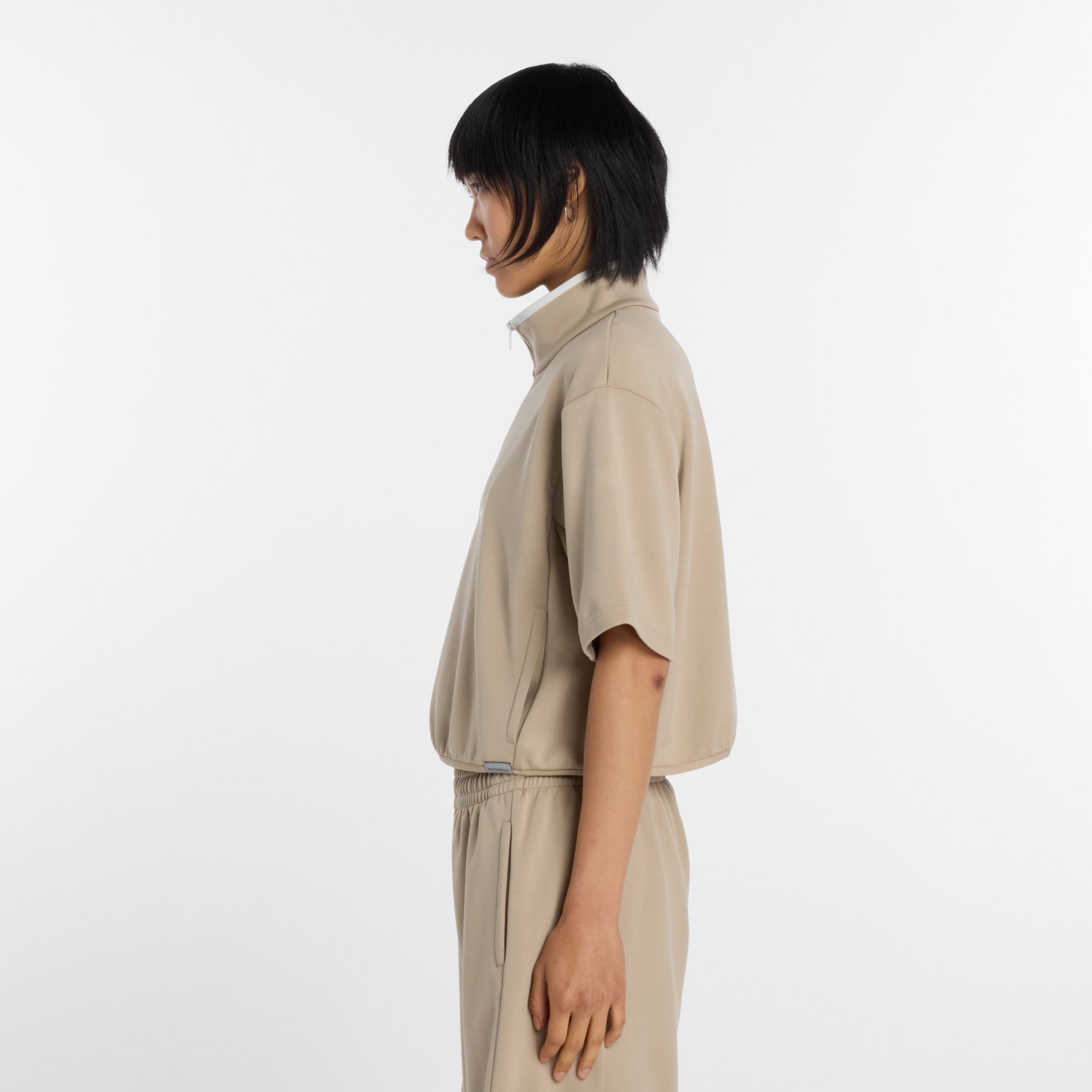 ニットショートスリーブハーフジップ