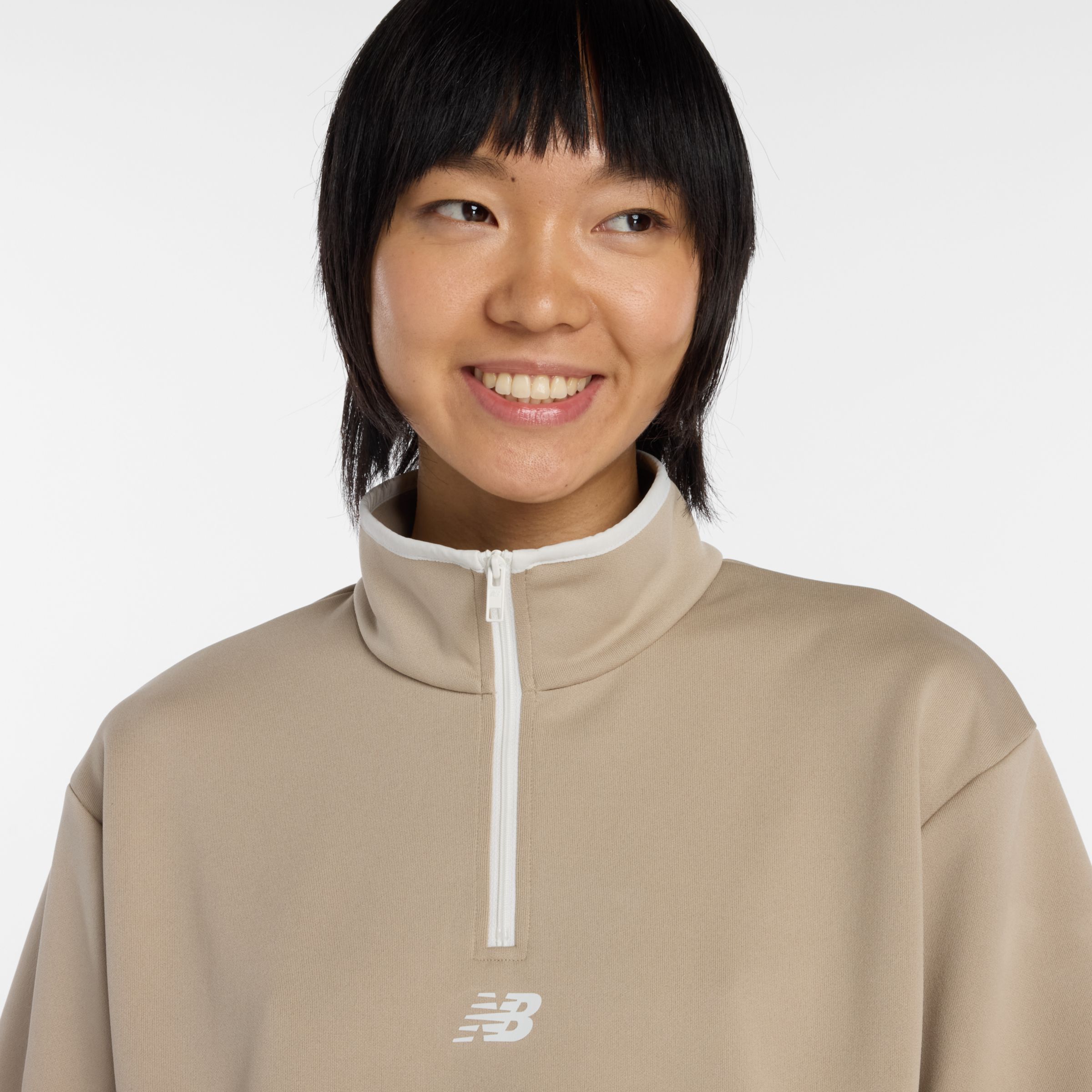 ニットショートスリーブハーフジップ