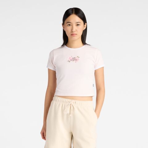 Женские футболки New Balance Linear Rose Baby Doll T-Shirt