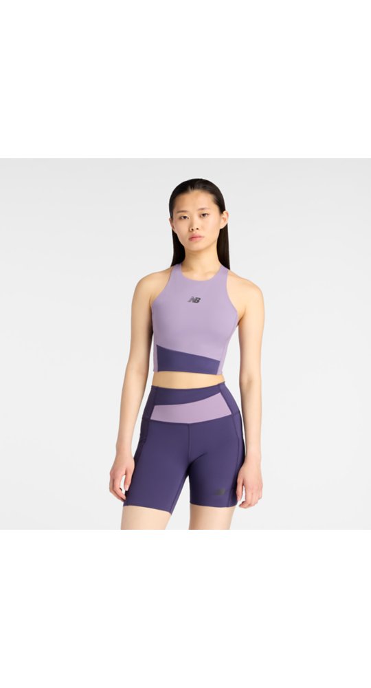 New Balance RC Elite Storage Crop Tank in Candied Violet