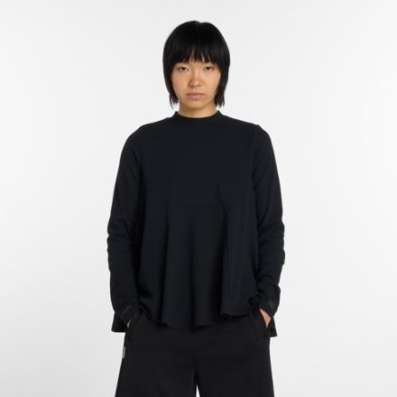 NB GREY ペプラム長袖トップ, BLACK, WT61R95JBK