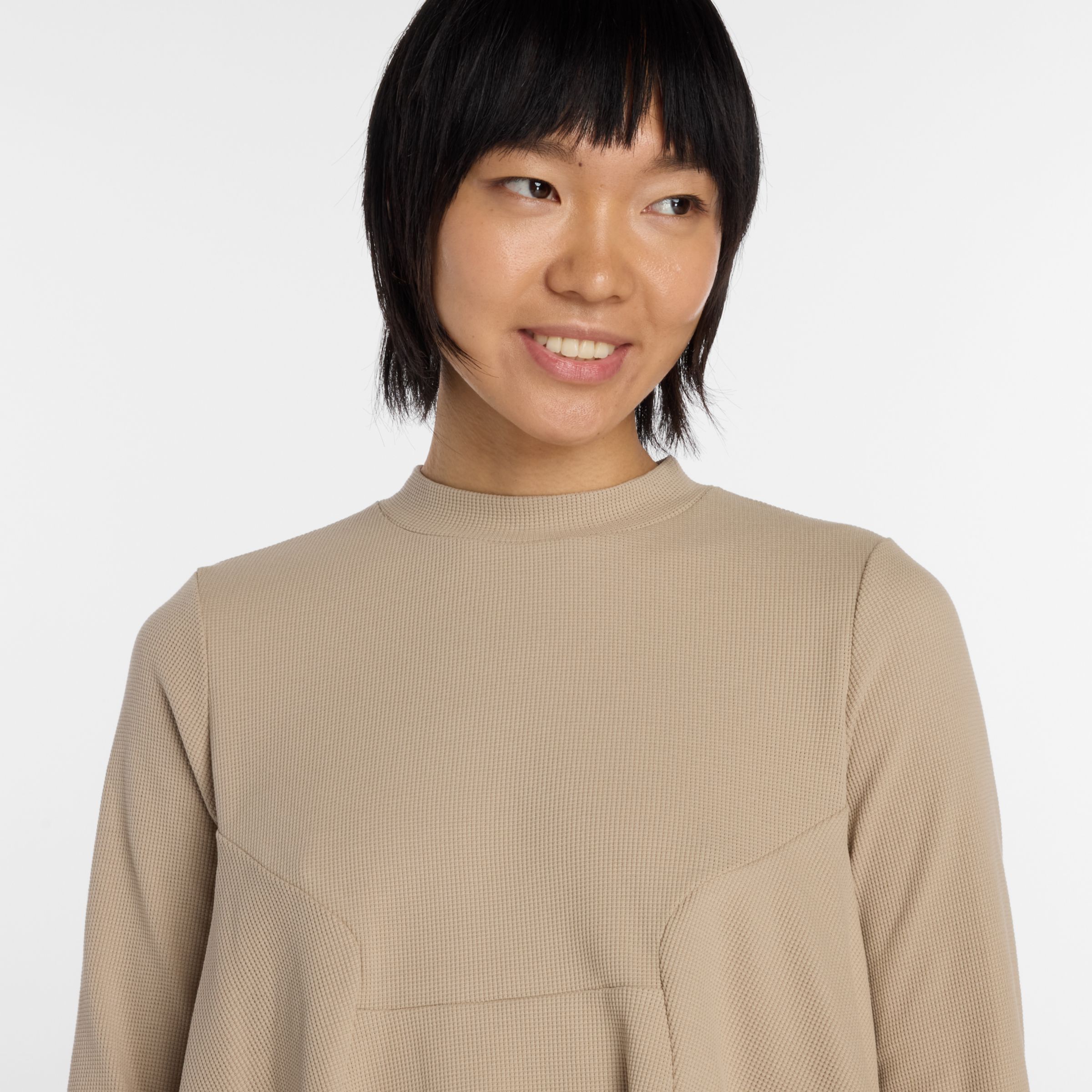 NB GREY ペプラム長袖トップ