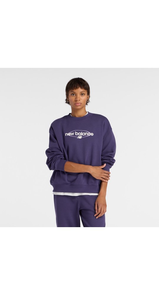 New Balance Sport Graphic Oversized Crew in Boysenberry