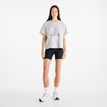 United Airlines NYC Half Women's Graphic T-Shirt - Liberty, Athletic Grey Heather with Grey, WT61U2TMAGT