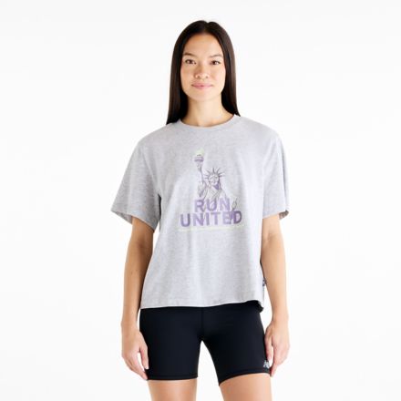 United Airlines NYC Half Women's Graphic T-Shirt - Liberty, Athletic Grey Heather with Grey, WT61U2TMAGT