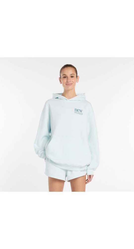 New Balance Reimagined Fleece Long Length Hoodie in Glint Blue