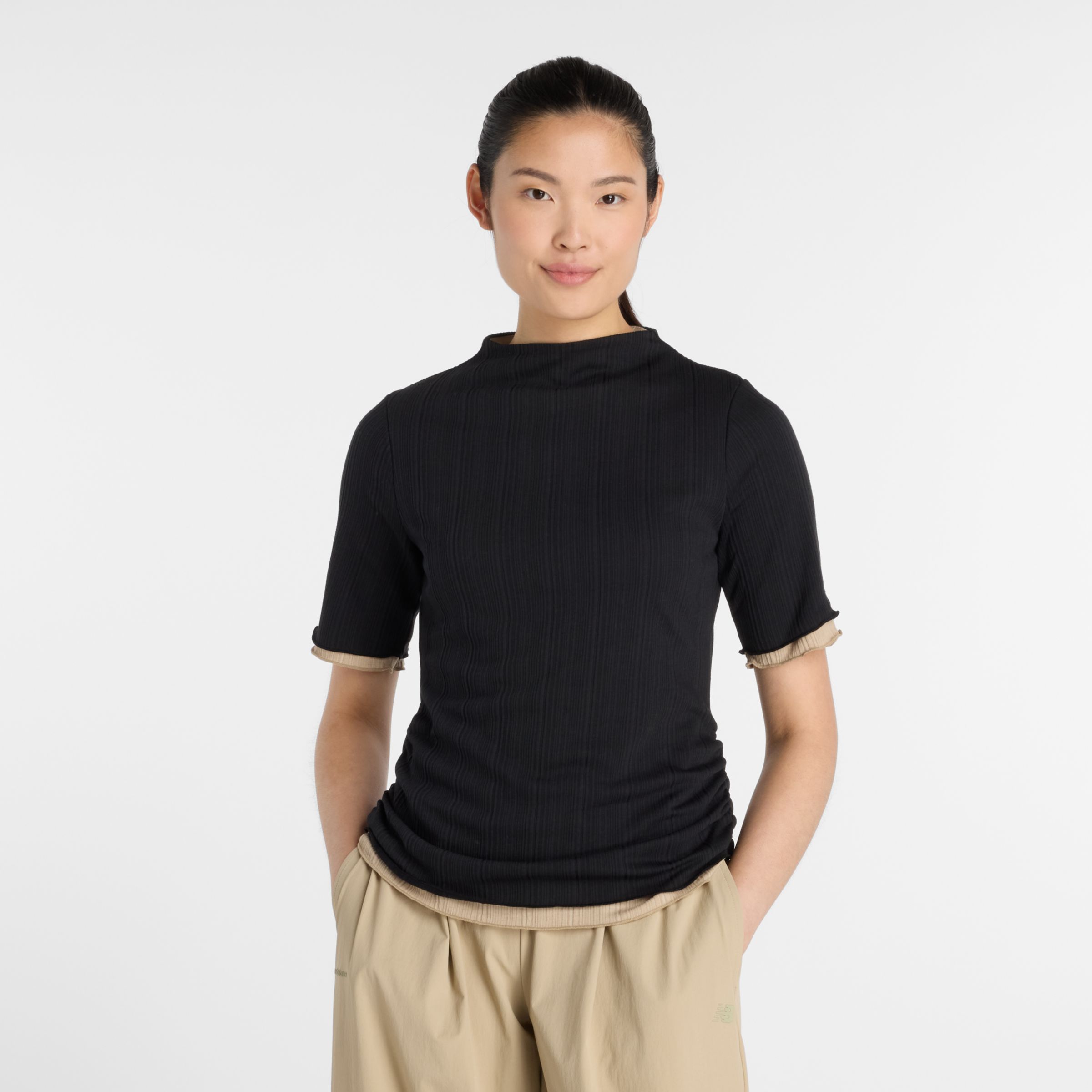 NB GREY カラーブロック半袖トップ