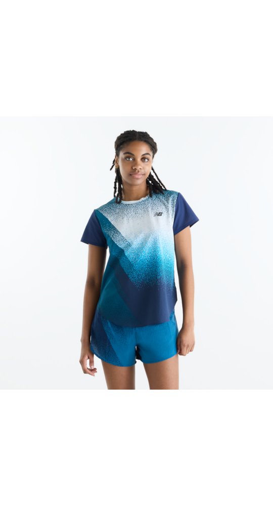 New Balance Race Day Ultra Light Printed T-Shirt in Altitude With Streamsong