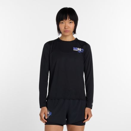 名古屋スポーツエッセンシャルズグラフィック長袖, BLACK with Black, WT61Y4DNBK