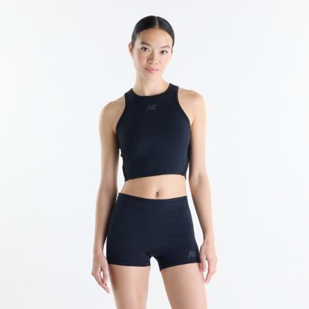 Fast Days Fitted Crop Tank, BLACK with Black Reflective, WT61Z010BK