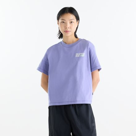 Athletics Premium Logo Hip Length Relaxed T-Shirt, DARK SMOKED VIOLET, WT62B7V2DSV