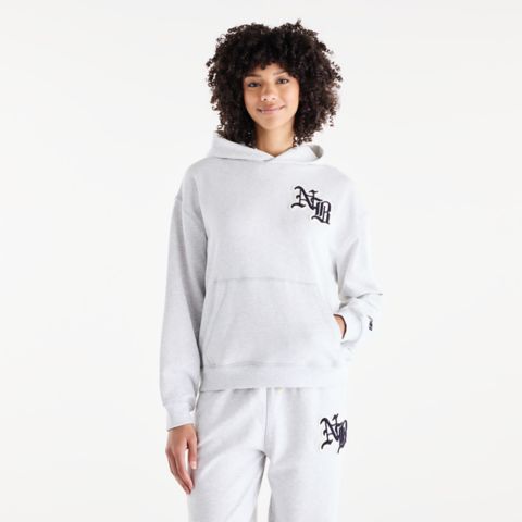 Женское худи New Balance Varsity Oversized, цвет: Пепельный меланжевый разноцветный