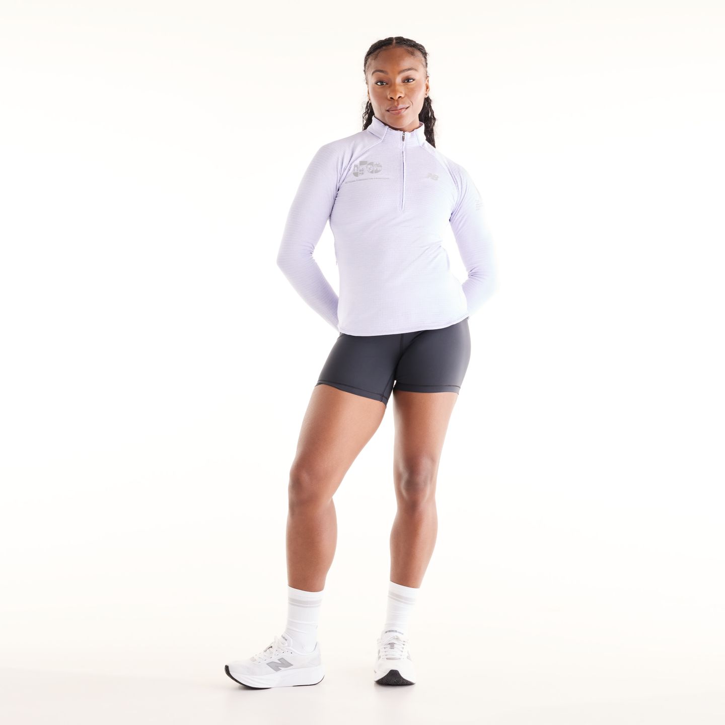 Женская кофта на молнии 1/2 New Balance NYC Marathon Athletics Heat Grid 50th Boroughs, цвет: Дымчатый фиолетовый — фото 2