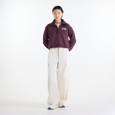 Pull Athletics &agrave; demi-fermeture &agrave; glissi&egrave;re avec logo haut de gamme, CUIR CERISE, WT62P1FSYLR