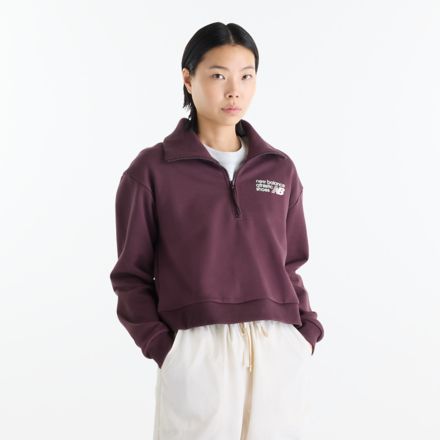 Pull Athletics &agrave; demi-fermeture &agrave; glissi&egrave;re avec logo haut de gamme, CUIR CERISE, WT62P1FSYLR