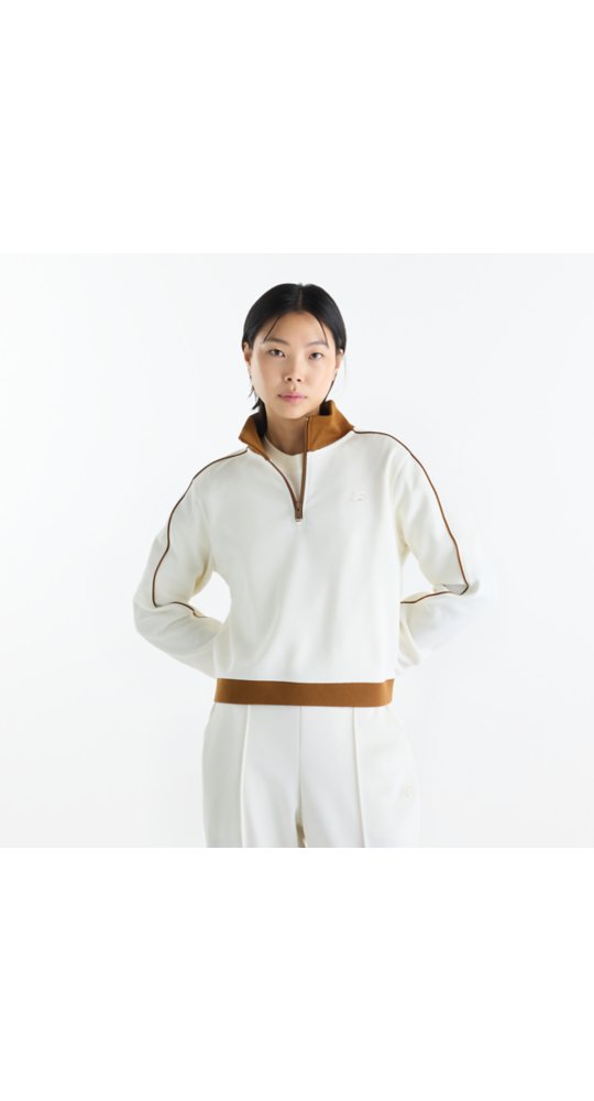 New Balance Sport Legacy Pique 1/4 Zip in Angora