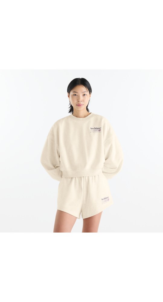New Balance Trackside French Terry Crew in Linen Heather