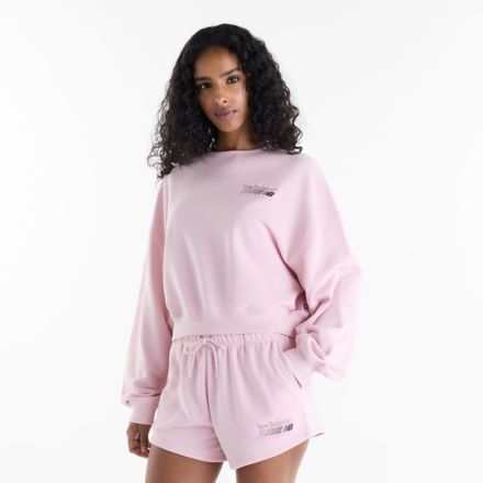 Trackside French Terry Crew, PINK CHALK, WT62X7T4PHK