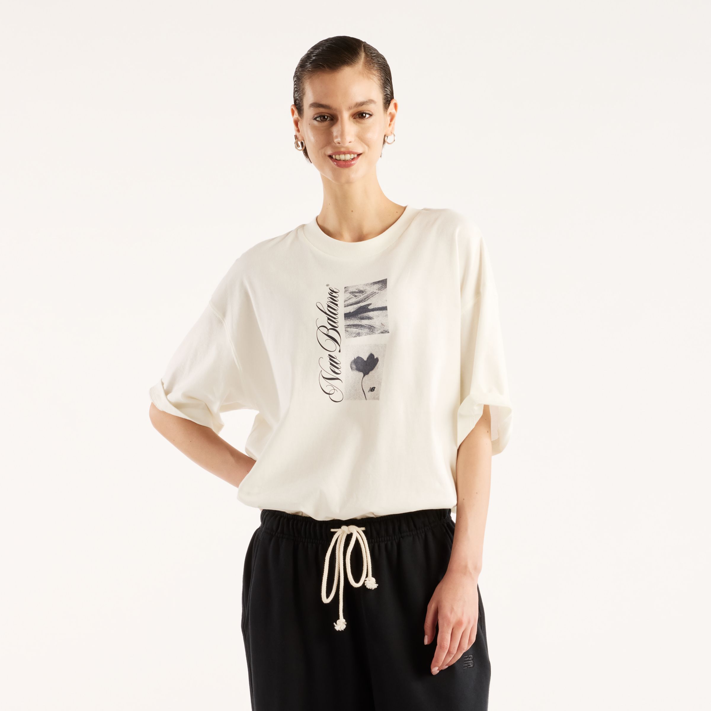 New Balance Pressed Flowers Script Oversized T-Shirt, WT62X7Z9SST
