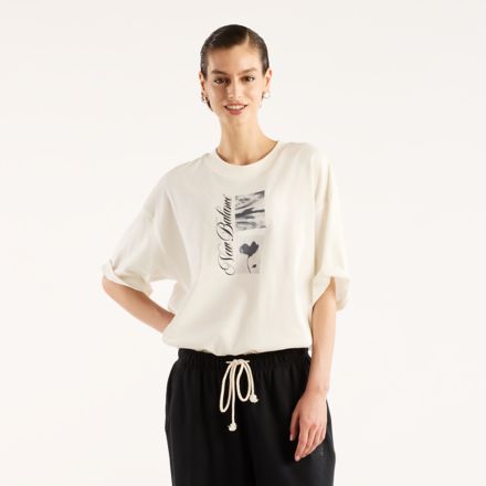 Pressed Flowers Script Oversized T-Shirt, SEA SALT, WT62X7Z9SST