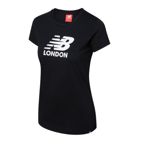 new balance women's nb athletics london tee in black cotton, size medium