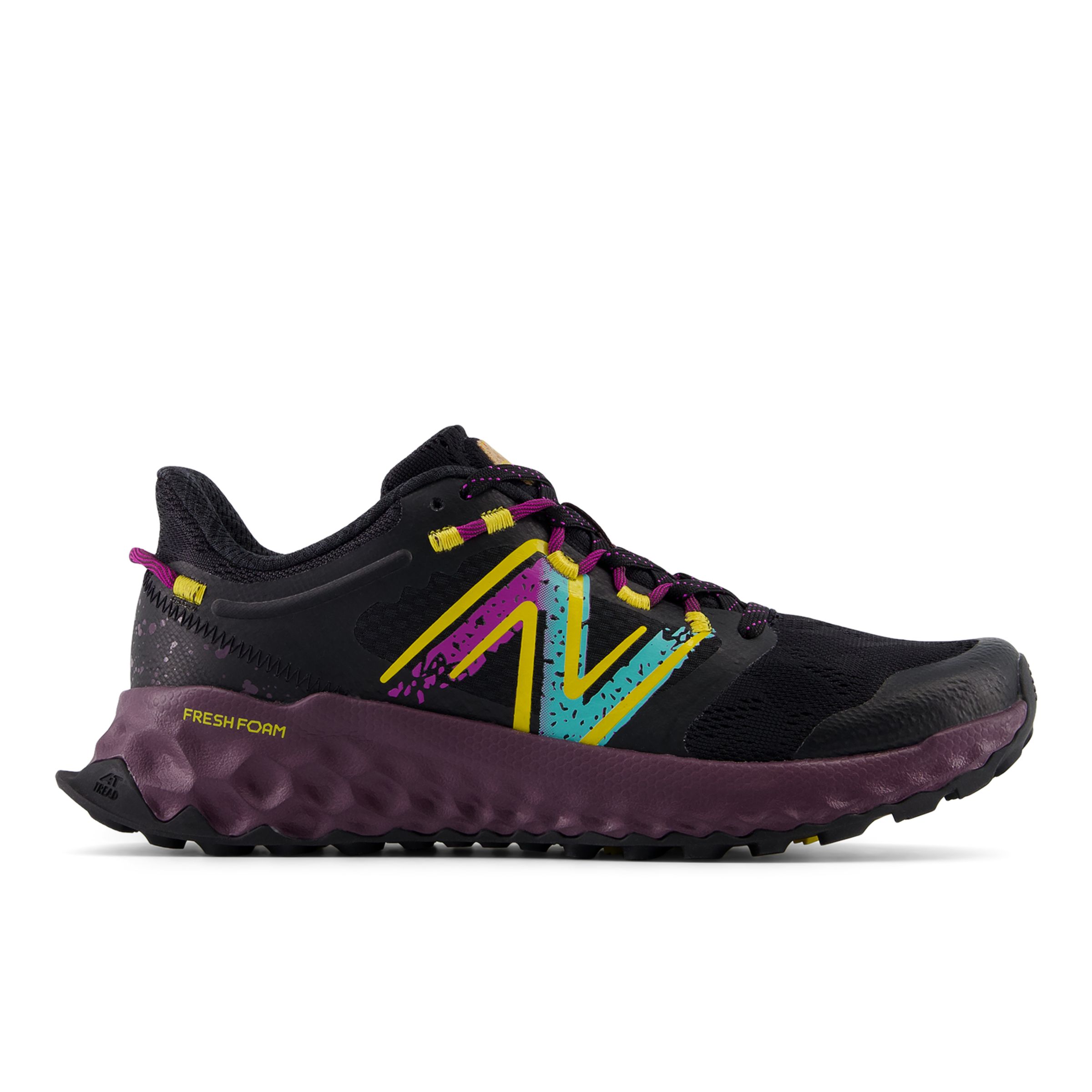 New Balance Women's FRESH FOAM Garoé in Black/Orange/Pink Textile, size 4 Narrow