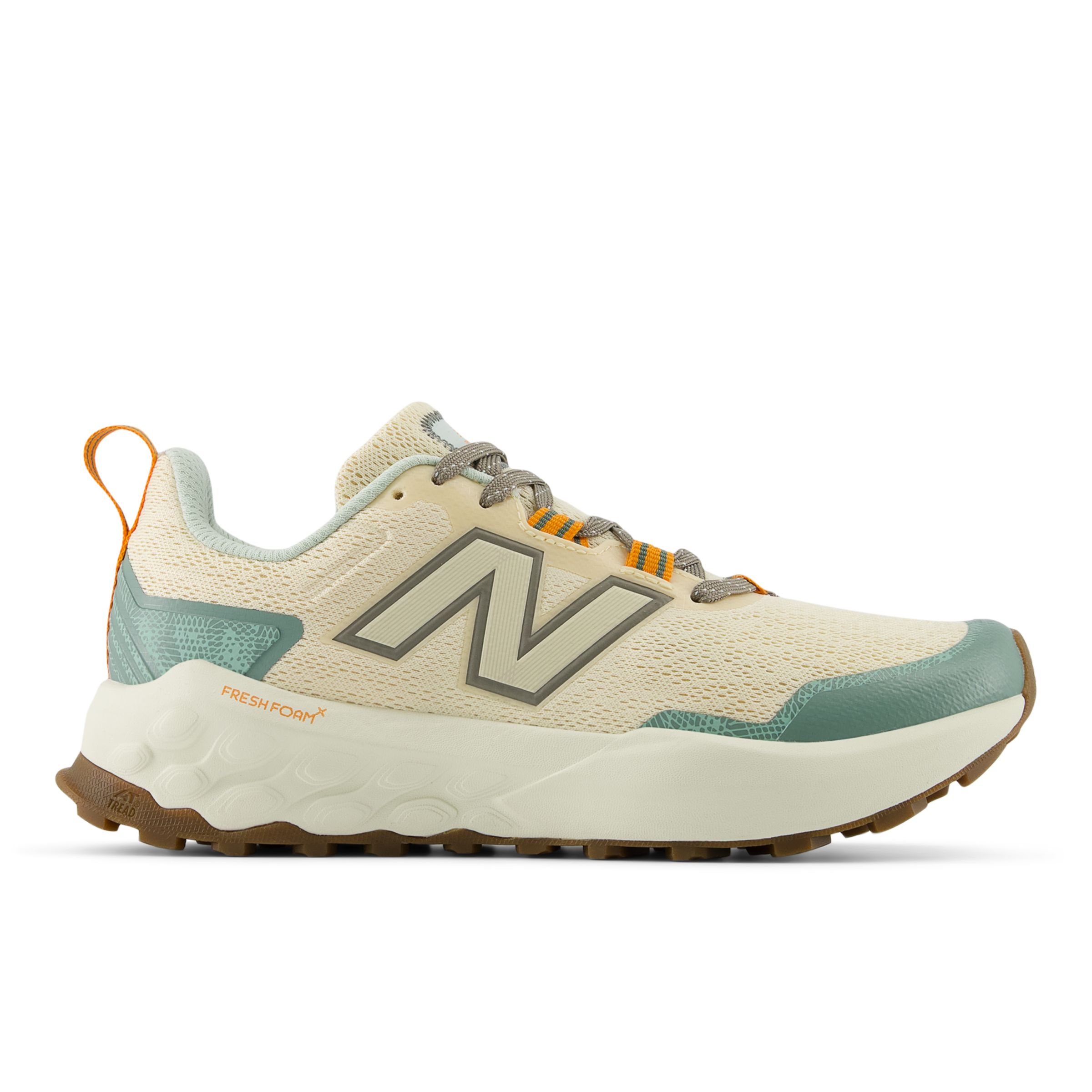 New Balance Women's Fresh Foam X Garoé V2 in Beige/Green/Brown Textile, size 6 Narrow
