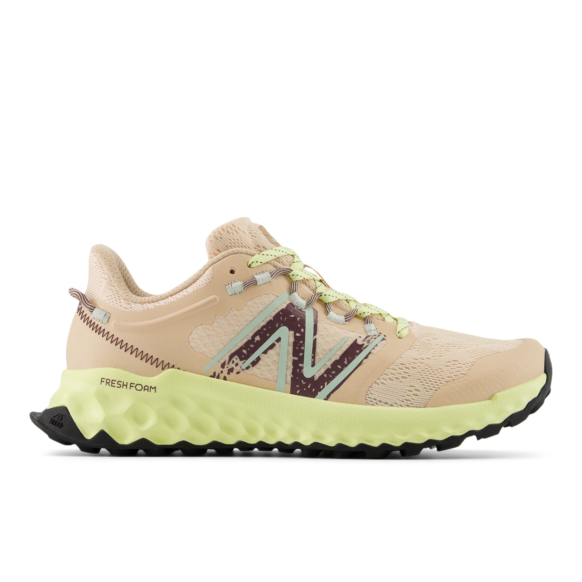 New Balance Women's FRESH FOAM Garoé in Pink/Brown/Yellow Textile, size 4 Narrow