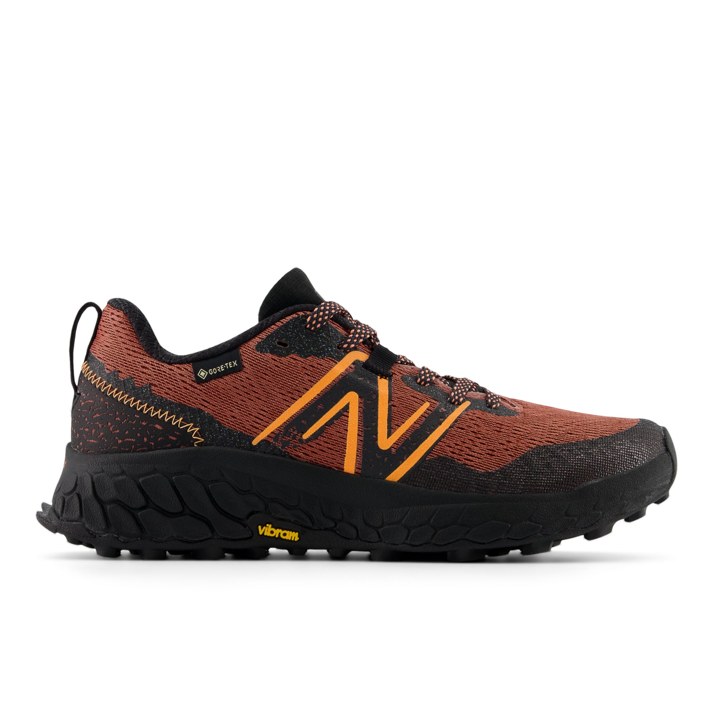 New Balance Women's Fresh Foam X Hierro v7 GORE-TEX® in Brown/Black/Orange Synthetic, size 4 Narrow